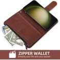 thumbnail image 6 of Phone Case for Samsung Galaxy S23 Ultra 5G Wallet Cover with Tempered Glass Screen Protector and Leather Flip Card Holder Cell Accessories S23Ultra 23S S 23 23Ultra 6.8 inch Women Men Brown, 6 of 15