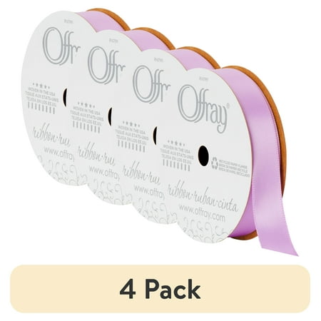 (4 pack) Offray Ribbon, Light Orchid Purple 5/8 inch Single Face Satin Polyester Ribbon, 18 feet