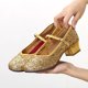 thumbnail image 3 of Zapatos de baile latino para mujer, zapatos de baile de salón Salsa, tacón medio, punta cerrada, rendimiento moderno, zapatos de baile de Tango para mujer, 3 of 5