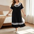 thumbnail image 5 of Stamzod Long Nightgowns for Women Plus Size Fashion Cute Lace Ruffled Versatile Night Gown Casual Loose Short Sleeve Pajama Dress XXXXL, 5 of 6