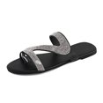 thumbnail image 2 of Zpanxa Slippers for Women Casual Solid Crystal Roman Plus-size Flat Slippers Sandals Shoes Flip Flops for Women Silver 43, 2 of 7