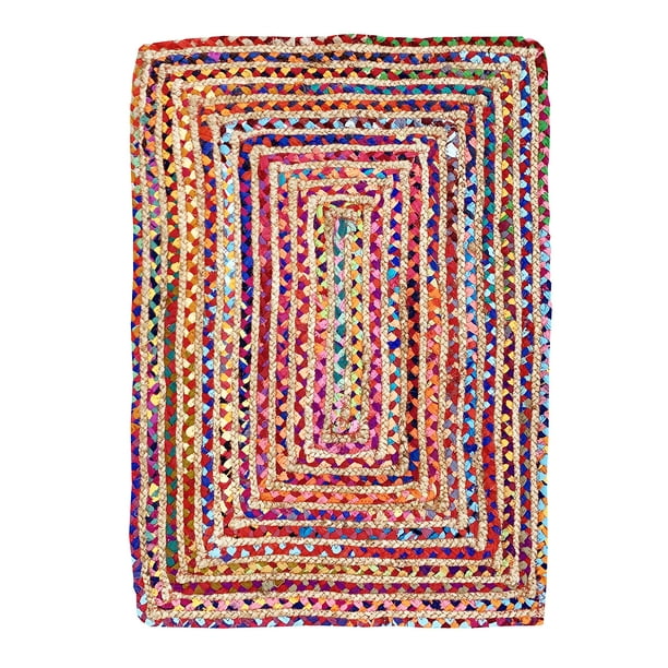Alfombra Ramanta Home, algodón, yute, trenzado en chino múltiple, 60 x 90 cm