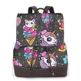 thumbnail image 1 of Balery Cat Icecream Mochila de Cuero para Mujeres, Gran Capacidad, Bolsa de Viaje Multifuncional, Mochila de Cuero y Bolsa de Hombro para Mujeres, 1 of 4