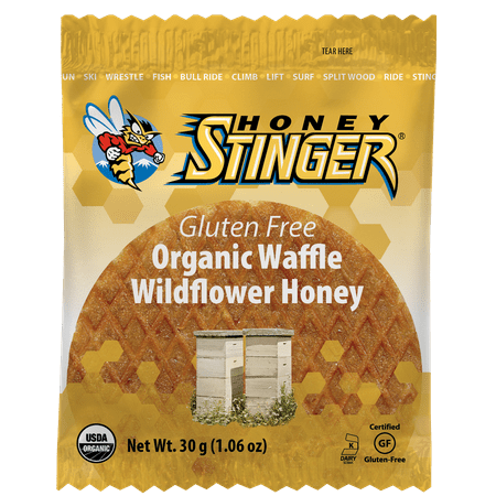 Honey Stinger Gluten Free Organic Energy Waffles, Wildflower Honey, 16 Ct