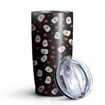 20oz Tumblers Halloween Ghosts with Red Hearts Stainless Steel Vacuum Insulated Double Wall Travel Tumbler Cups Mug with Lid and Straw,Cleaning Brush for Cold & Hot Drinks