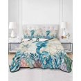 thumbnail image 2 of Quilts Queen Size Bedding Set, Seahorse Coastal Reversible Summer Quilt 3 Pieces, Summer Beach Coral Seaweed Vintage Lightweight Bedspreads Coverlets with 2 Pillow Shams for All Seasons, 2 of 5
