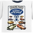 thumbnail image 2 of Mens Ford Genuine Parts V8 100% Cotton Ringer Tee Shirt, Small White/Navy, 2 of 5