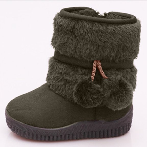 Avrntaa Girls Winter Snow Boots - Side Zipper Boots Warm Fleece Booties Kid's Shoes Brown Shoes Size 10.5LittlerKid