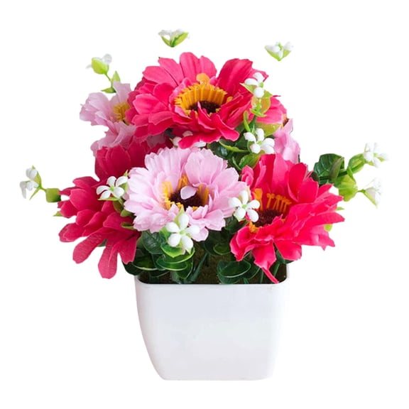 Clearance Artificial flowers under $1,‌Artificial Chrysanthemum Flower Gypsophila Pot Bonsai Decor Lifelike Flowers In Planter Realistic Home & Decor Perfect For Garden Wedding