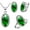Green, variant on Women's Oval Hot Blue Stone Cocktail Ring Necklace and Earrings Set, White Gold Plated Wedding Jewelry Set for Women (Blue, Size 6) T482