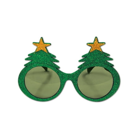 Beistle Glittered Christmas Tree Fanci-Frame Glasses Costume Accessory