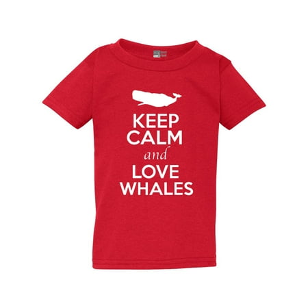 

Keep Calm and Love Whales Sea Animal Lover Funny Toddler Kids T-Shirt Tee
