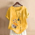 thumbnail image 2 of Gibobby Casual Playera de Manga Corta para Mujer Nueva camiseta algodón informal con estampado Retro literario y artístico elegante para mujer(Amarillo,G), 2 of 4
