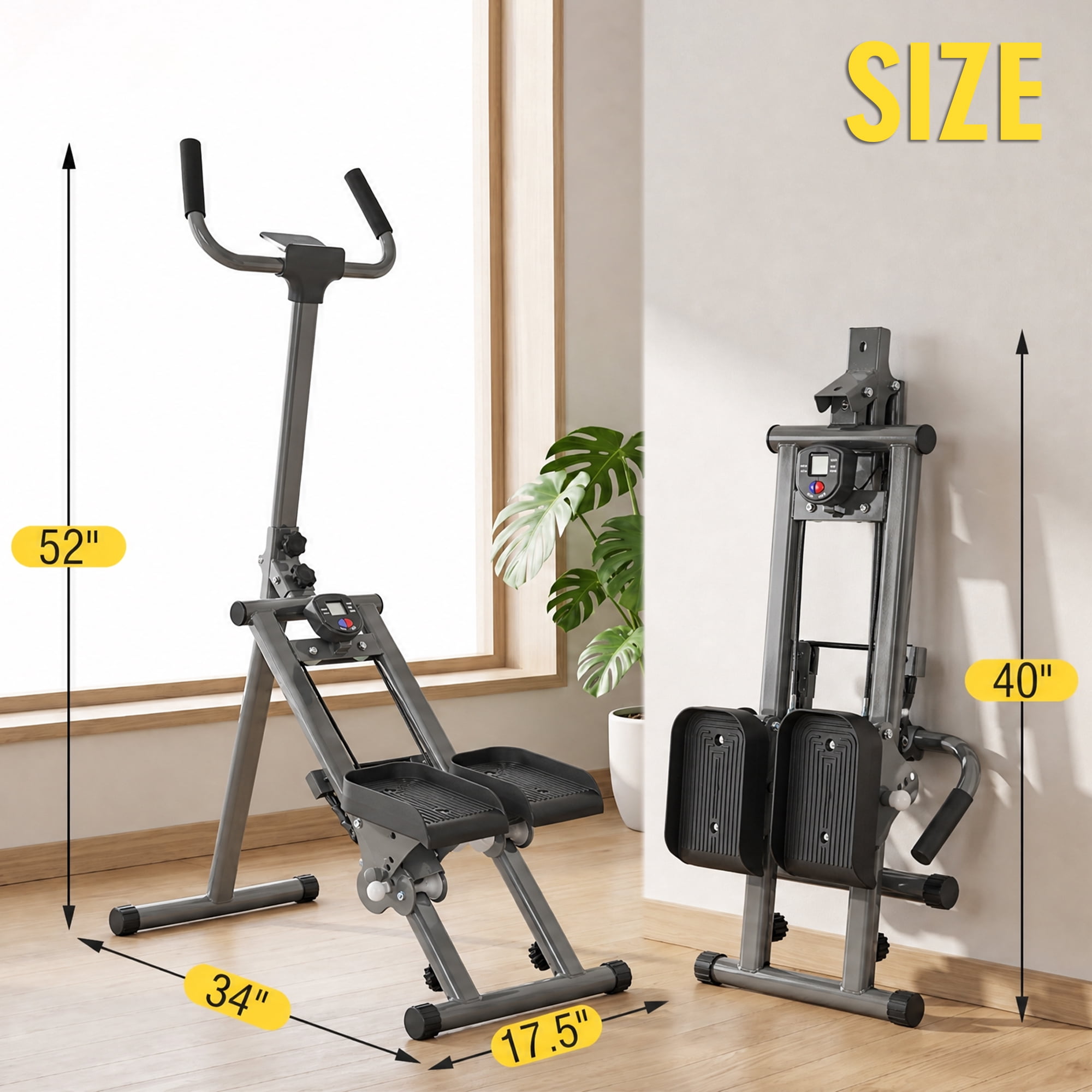 Leumius Stair Stepper for Home Gym Exercise,Vertical Climber Exercise Equipment with LCD Display,Compact Folding Stair Climber with Extended Step Range,Gunmetal