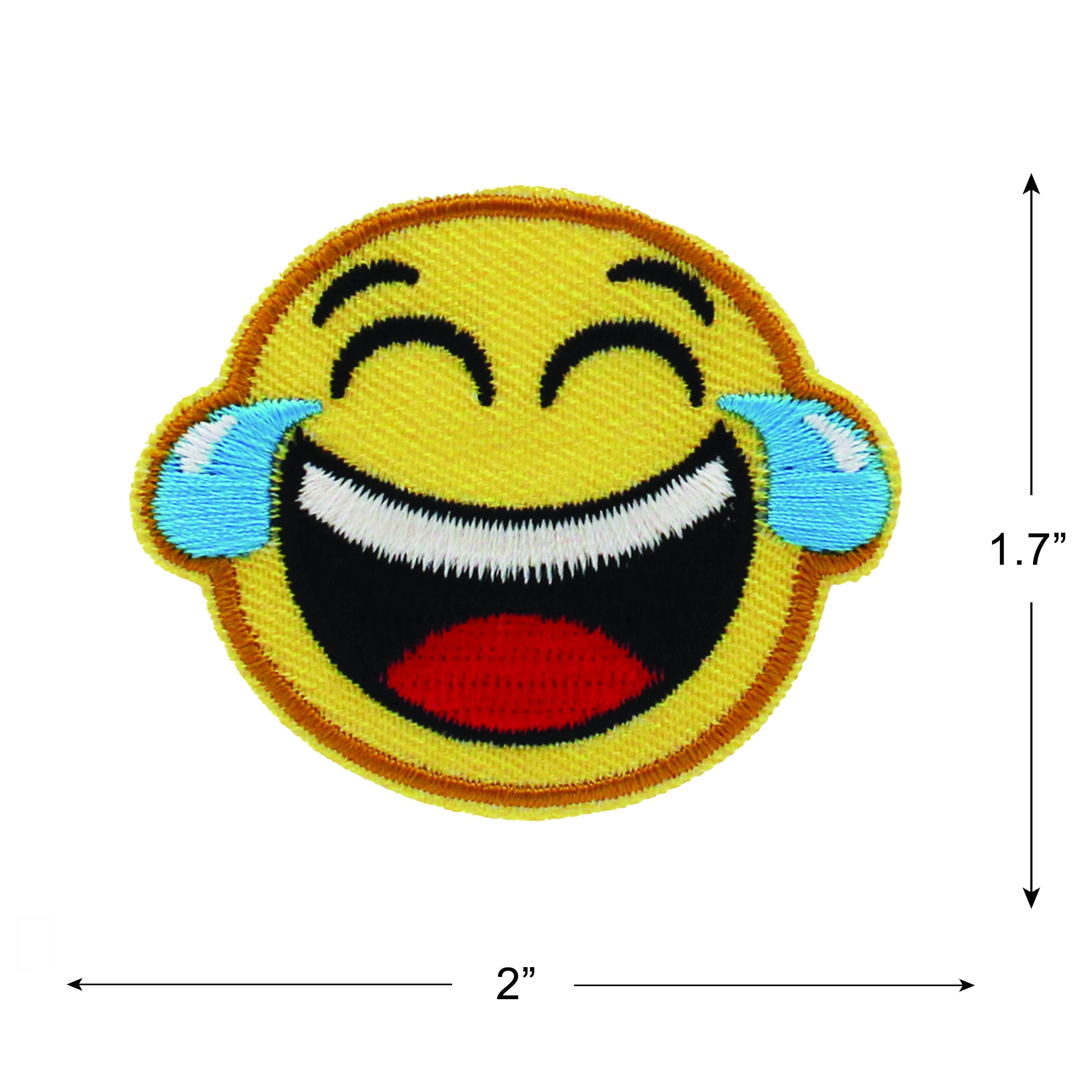 (2 pack) Gwen Studios Embroidered Brown and Yellow Emoji Iron-on Patch Applique Set, 1.75", 4PC