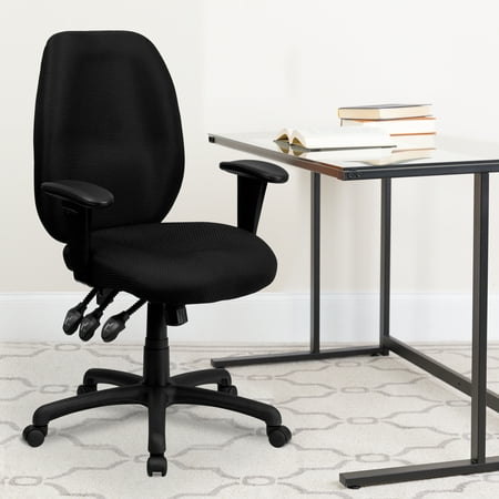 UPC: 0847254033978 | Flash Furniture Rochelle High Back Black Fabric Multifunction Ergonomic Executive Swivel Office Chair with Adjustable Arms