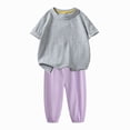 thumbnail image 4 of BLVB Toddler Boys Girls Match Clothing Sets Short Sleeve Tshirts Tops Harem Pants 2 Piece Outfits Kids Summer Clothes(Dark Gray AA2,7-8 Years), 4 of 7