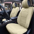 thumbnail image 2 of FH Group Solid Beige Leatherette Front Bucket Seat Cushion Covers for Auto Car SUV Truck Van with Green Dash Mat Combo, 2 of 6