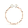 thumbnail image 2 of Angara Two Stone Freshwater Cultured Pearl Open Stackable Ring in 14K Rose Gold for Women (Ring Size = 9), 2 of 9