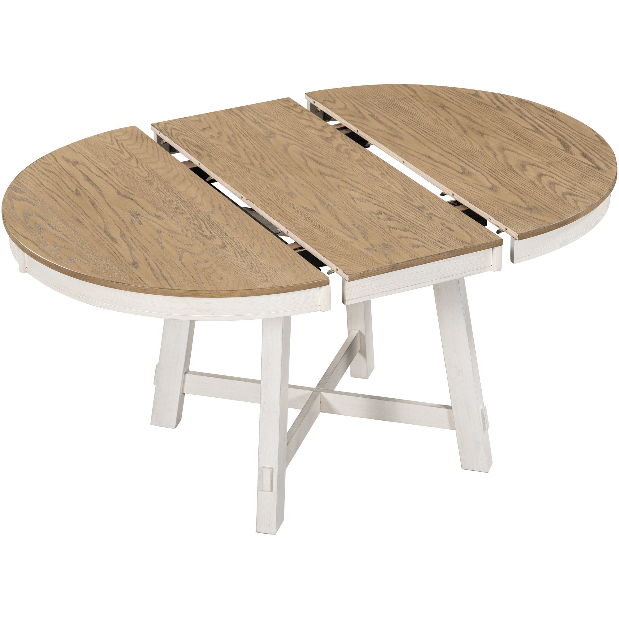 Euroco 42in-58in Extendable Round Dining Table for 4-6, Modern Oval Kitchen Table with Removable Leaves & Wood Base,Dinner Table for Kitchen Dining Room,Space Saving,Oak Natural