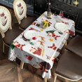 thumbnail image 2 of White Christmas Santa and Gift Pattern Rectangle Tablecloth 60"x120",Waterproof Polyester Rectangle Table Cloth, Wipeable Spillproof Polyester Tablecloth for Dining, Camping, Indoor and Outdoor, 2 of 6