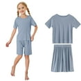 thumbnail image 2 of BOOMNY Child Girls Pajamas Sets 2 Peice Soft Short Sleeve Sleepwear Tops Shorts Pjs Set for Kids Cozy Loungewear Homewear, 2 of 6