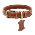 thumbnail image 2 of Flmtop Animaux de Compagnie Chien Chiot Réglable en Similicuir Tags Collier Collier Doux Sangle de Cou Brun, 2 of 9