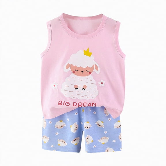 mgoYE Baby Boy Clothes Summer Newborn Toddler Boys 2 PCS Tank Top and Shorts Set Cotton Sleeveless Shirts and Shorts Summer Outfits|Light Pink 6-12 Months