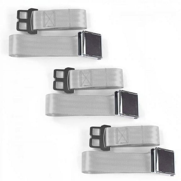 Gray & Grey Lap Bench Seat Belt Kit for 1981-1993 Chevy Truck S10 Airplane 2 Point - 3 Belts