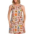 thumbnail image 1 of Fotbe Fall Thanksgiving Vestido de Verano sin Mangas para Mujer – Vestido Midi Línea A, Estilo Camiseta Floral, Vestido Playero Casual y Fluido, 1 of 7