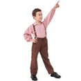 thumbnail image 5 of YunPes Boys German Outfits Kids Pioneer Colonial Pants and Lapel Shirts 2 Piece Set Octoberfest Halloween Stage Dress Up, 5 of 7