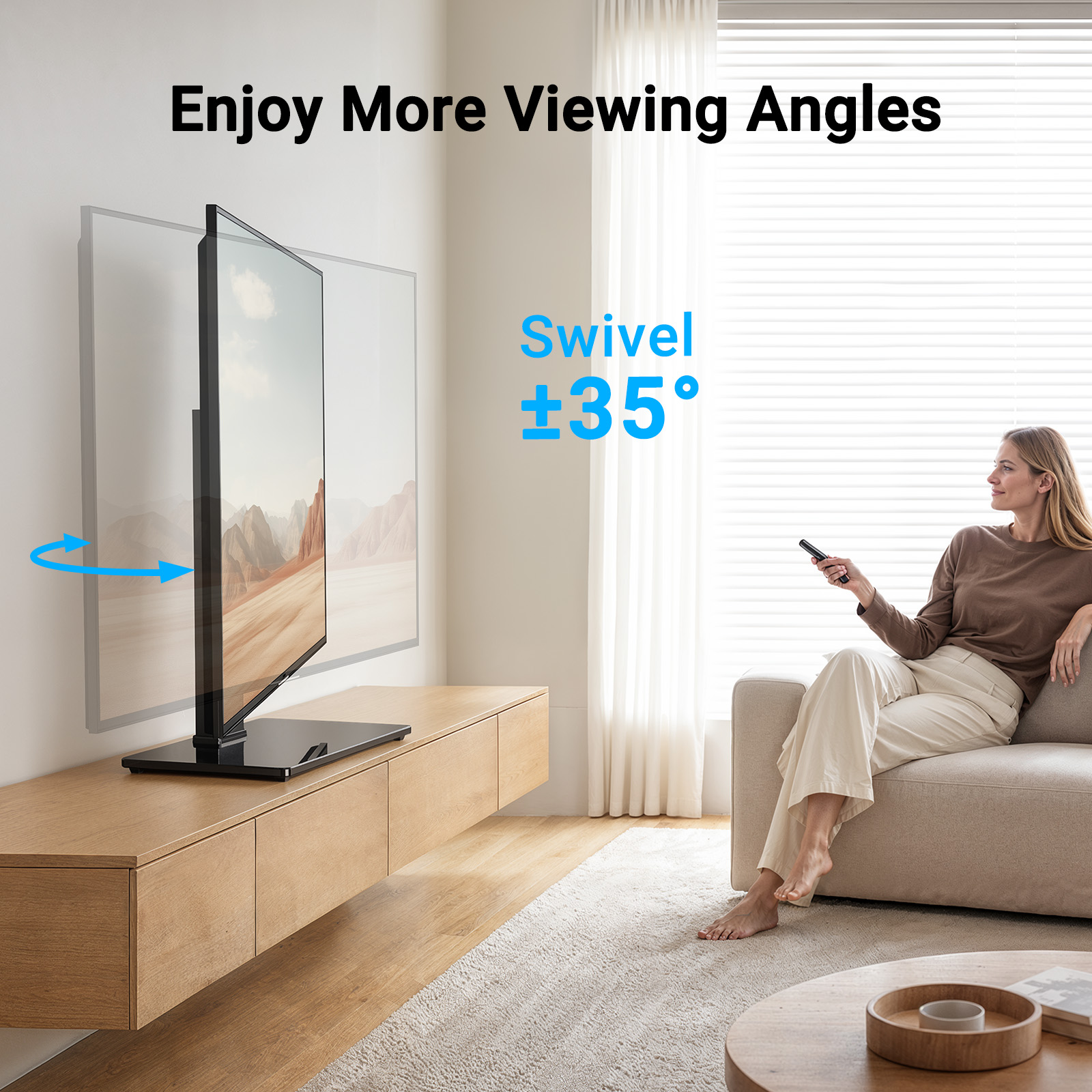MountFTV Universal Tabletop TV Stand 32-75", Max 99 lbs photo 4