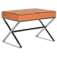 thumbnail image 6 of SAFAVIEH Micha Modern Glam X-Leg Upholstered Rectangular Ottoman, Orange/Chome, 6 of 7