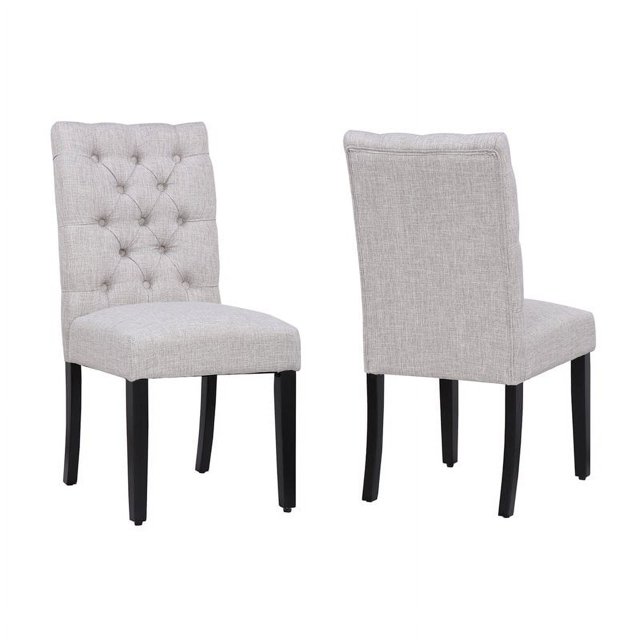 Costaelm Fabric Tufted Dining Side Chairs, Light Gray (Set of 2)