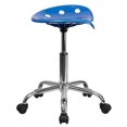 thumbnail image 3 of Vibrant Bright Blue Tractor Seat and Chrome Stool, 3 of 9