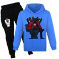 thumbnail image 2 of Juego SKIBIDI TOILET Ropa para niños Sudadera con capucha informal + Pantalones Conjunto de 2 piezas Ropa deportiva para niñas Chándal para bebés Ropa para niños, 2 of 5