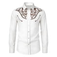 thumbnail image 2 of Conairie Men's Western Cowboy Shirts Long Sleeve Embroidered Shirts Slim Fit Casual Button Down Shirt with Pockets Light Gray XXXL, 2 of 4