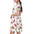 thumbnail image 2 of Wukai Watermelon And Kiwi Print Women’s Short Sleeve Dress, Comfortable Casual Dress, Soft Polyester Spandex Blend, Stylish Everyday Wear for Summer, 2 of 6