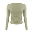 thumbnail image 4 of Women's Casual Basic Crop Tops Slim Fit Long Sleeve Crew Neck Solid Color Fall Pullover Shirts Tight Tee Green XS, 4 of 4