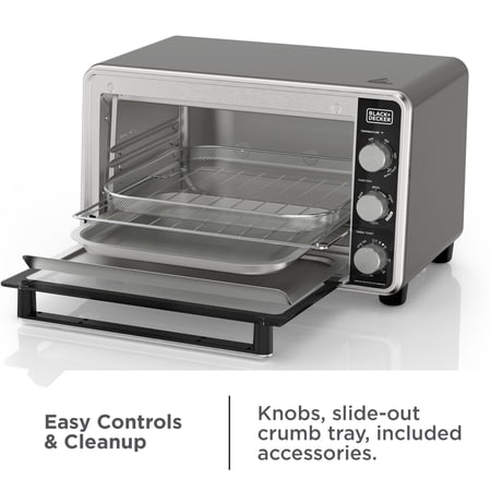 BLACK+DECKER BLACK + DECKER CRISP ‘N BAKE PRO 6-SLICE AIR FRYER TOASTER OVEN WITH BASKET, PAN, RACK & TRAY, STAINLESS STEEL