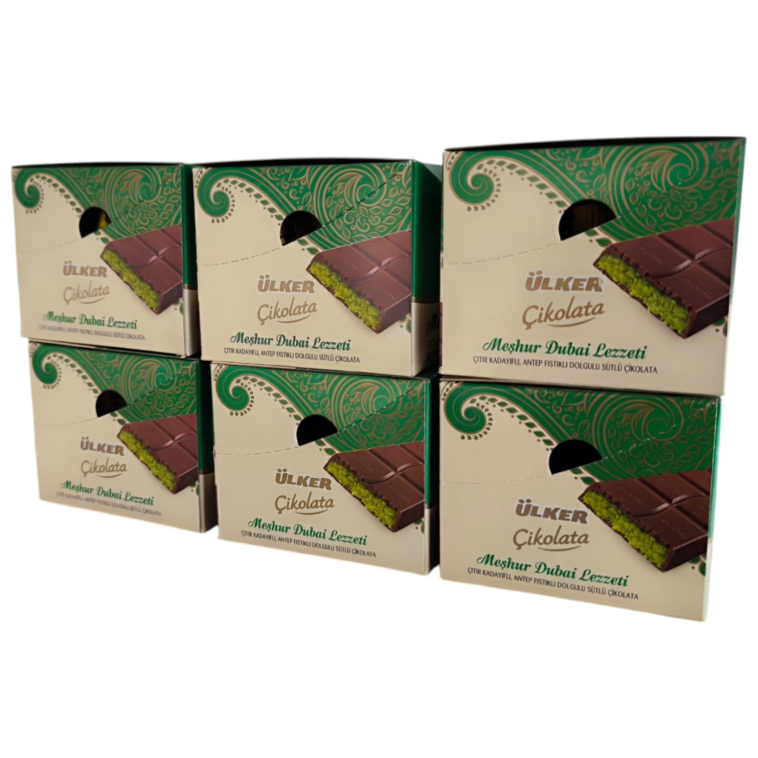 Ulker Dubai Chocolate Bar with Pistachip and Kadayif 3.28 oz x 36 pcs