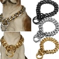 thumbnail image 4 of Collar de acero inoxidable para mascotas, cadena de eslabones cubanos de alta resistencia para perros grandes, Pitbull, Bulldog Francés, Curb, 19mm, 4 of 4