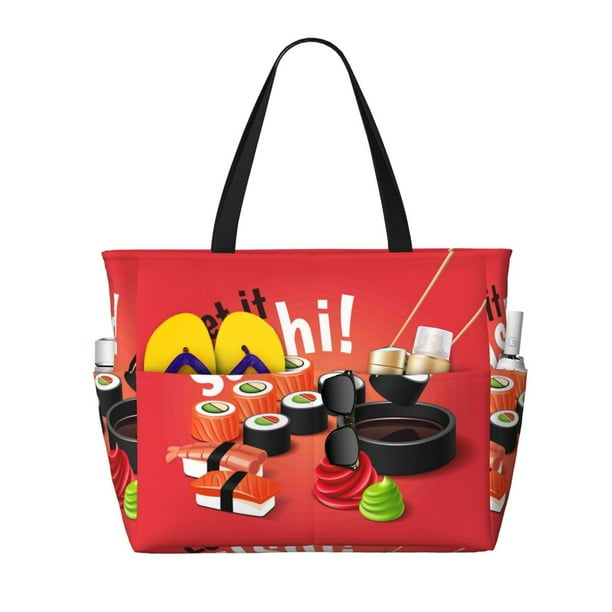 Easygdp Sushi Bolsa de Viaje de Playa de Gran Capacidad, Bolsa Tote Perfecta para la Playa, Escapadas de Fin de Semana y Viajes