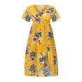 thumbnail image 5 of DYMADE Women's Summer Vocation Bohemian Floral Print Short Sleeve V-Neck Wrap Plus Dresses, 5 of 6
