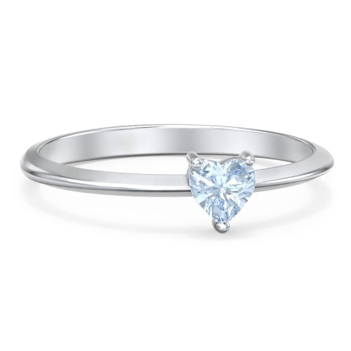 Heart Birthstone Ring - Aquamarine (March)