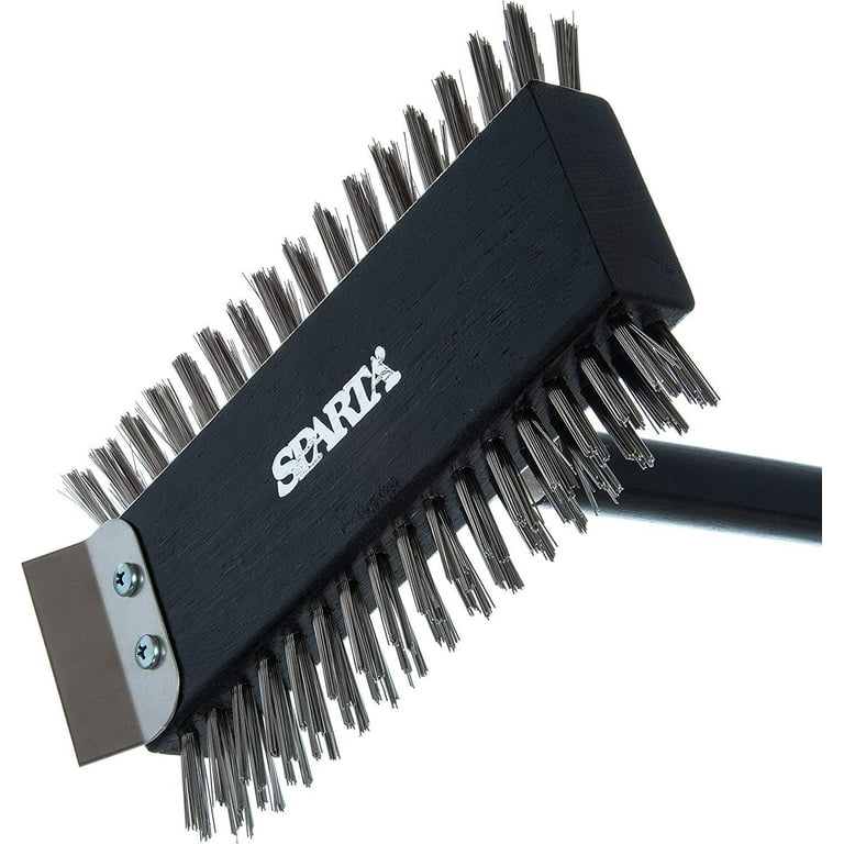 Carlisle 4002600 Sparta Broiler Master Grill Brush with 30 1/2 Wooden  Handle and Scraper