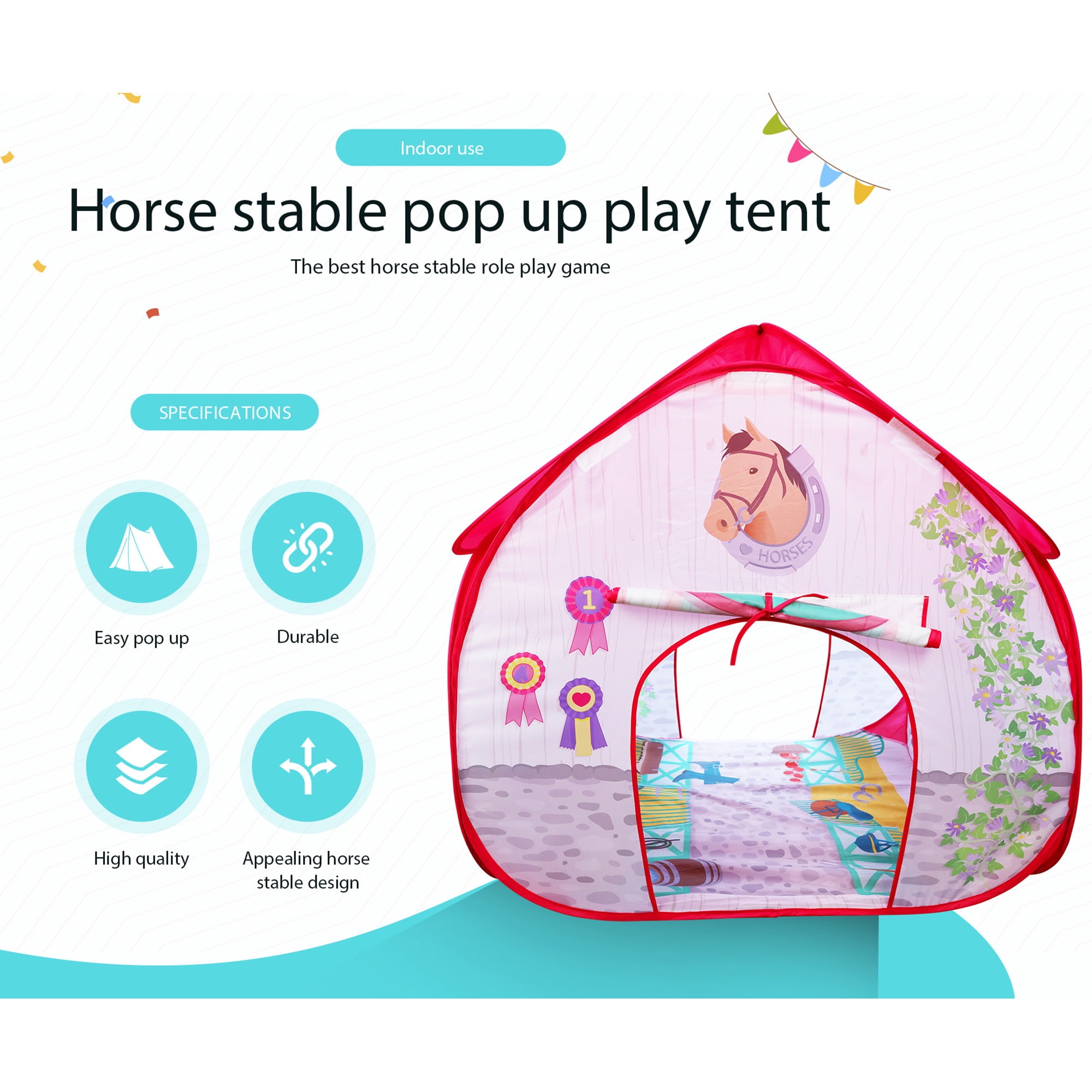 Pop It Up: Horse Stable Pop-Up Indoor Playtent, Toddlers & Kids Ages 3+