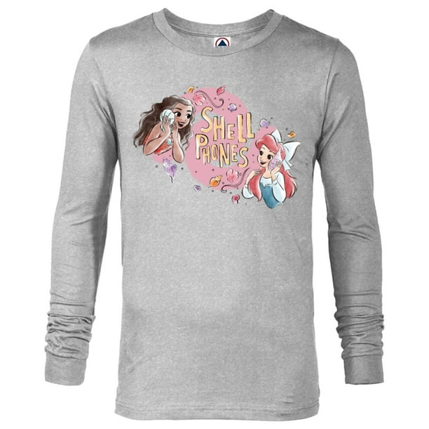 Disney Princess Moana And Ariel Shell Phones Long Sleeve T Shirt For Men Customized Athletic Heather Walmart Com