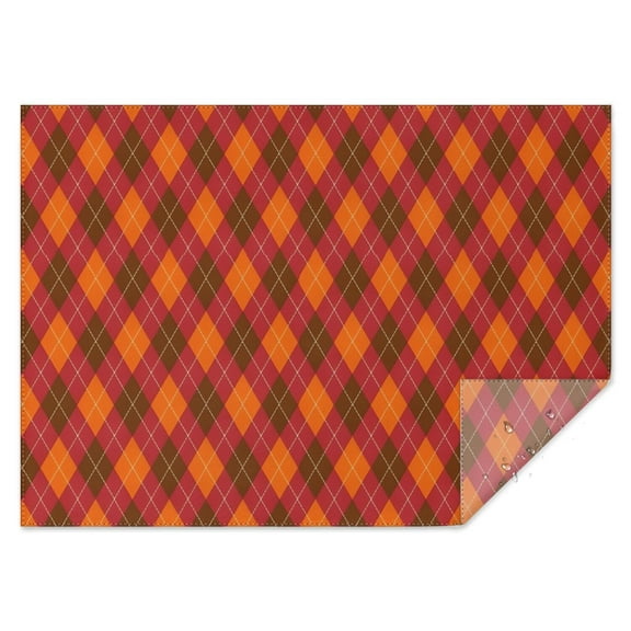 Red and Orange Argyle Pattern Rectangle Tablecloth 60"x84",Waterproof Polyester Rectangle Table Cloth, Wipeable Spillproof Polyester Tablecloth for Dining, Camping, Indoor and Outdoor