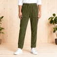 thumbnail image 2 of Womens Pants Elastic Waist with Pockets Regular Trousers Pure Color Wide Leg Comfortable Flare Slacks, 2 of 4